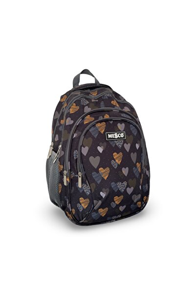 Mesco large school bag4 compartmentsHeartsDark grey38 x 25 x 15 cm