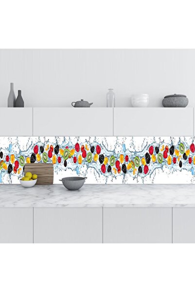 StickerArt Mutfak Tezgah Arası Folyo Fayans Kaplama Folyosu Meyveler Su