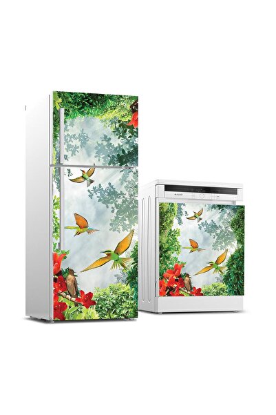 StickerArt Buzdolabı ve Bulaşık Makinası Beyaz Eşya Sticker Kaplama 3d Renkli...