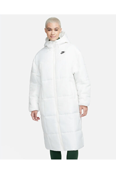 Nike Sportswear Classic Puffer Therma-FIT Kapüşonlu Beyaz Kadın Mont GENİŞ KA...