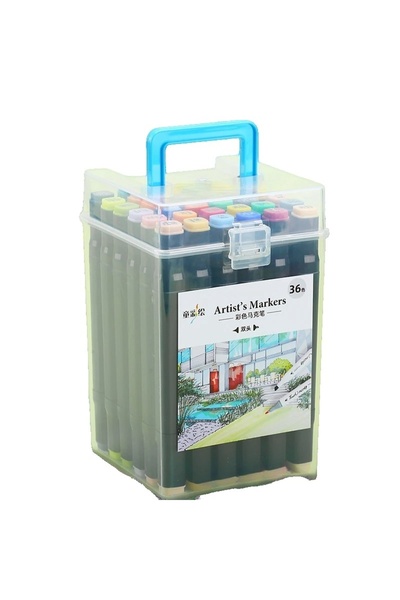 Avaleea Box Set of 36 Markerswith AlcoholArtist MarkersPlastic Box with Handl...