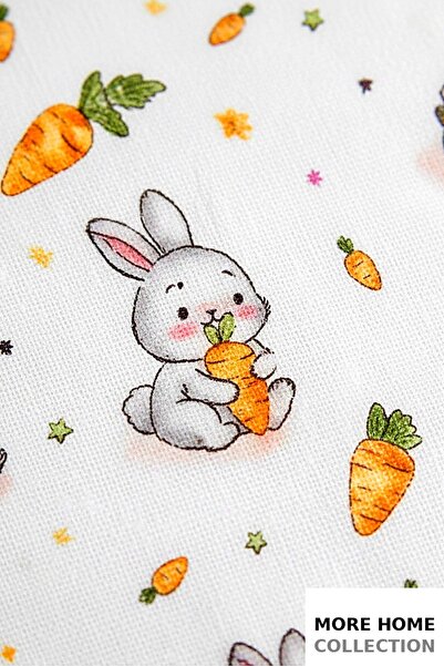 MORE HOME 100% Cotton Single Layer Muslin Cloth 90X90 cm Carrot Eating Rabbit
