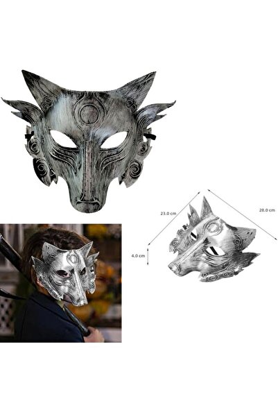 partidolu Eskitme Gümüş Renk Tam Yüz Arkadan Lastikli Kurt Şeklinde Halloween...