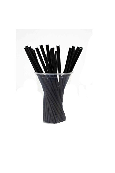 partidolu 25 Pieces Plain Black Color Paper Straws