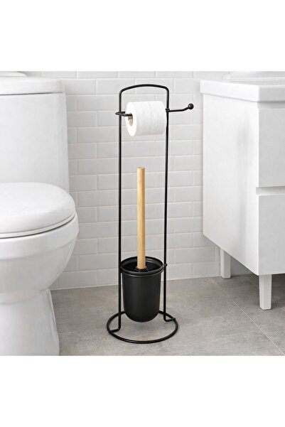 FRANDIS Suport hartie igienica si perie WC, Frandis, stabil, metal negru/plas...