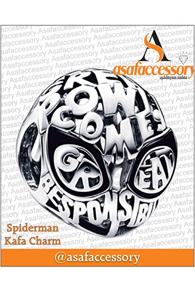 asaf Gri spiderman kafa charm | gümüş kaplama