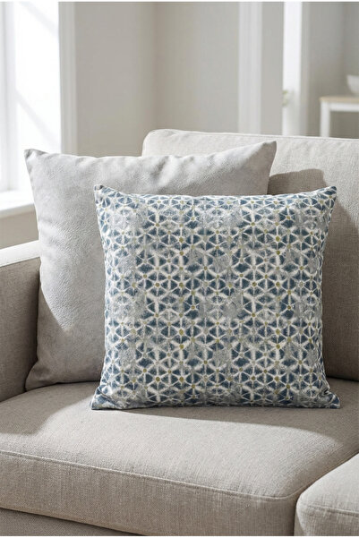 ASDİVA Σετ 2 Καλύμματα Μαξιλαριού Εθνοτικό Σχέδιο Βελούδινο Ανοιχτό Γκρι 43x4...