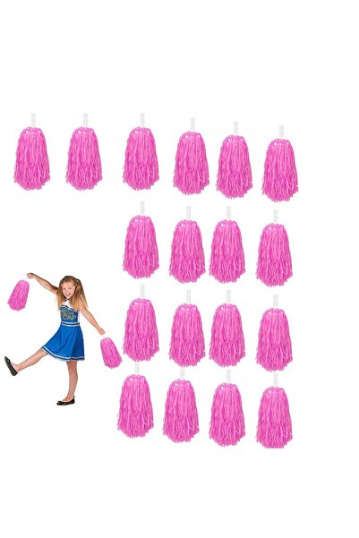 partidolu 10 Çift( 20 Adet )Mat Bebek Pembesi Renk 23 Nisan Gösteri Ponponu