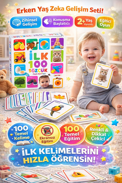YILDIRIM OYUNCAK Flash Kartlar Eğitici İlk 100 Sözcük