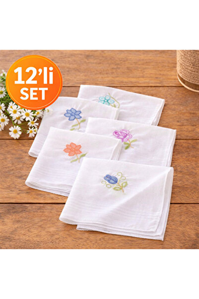 SUNDOKU HOME 12'li İşlemeli Kadın Mendili