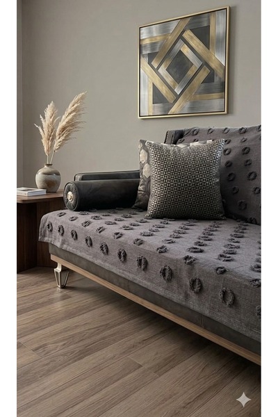 Madamca غطاء كرسي RALUCA بومبوم أنثراسايت 180*240