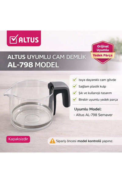 Altus Al-798 Compatible Plastic Body Samovar Glass Teapot (Without Lid)
