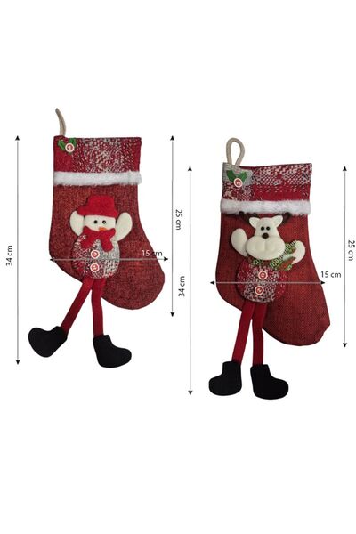 partidolu Ποιοτική υφασμάτινη κάλτσα δώρου από γιούτα με φιγούρες χιονάνθρωπο...