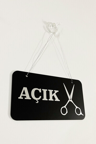 Kuzeylina AÇIK/ KAPALI Kapı Tabelası - Berber, Kuaförler ve Terziler için Güm...