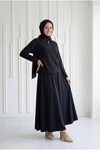 BENAHOLL Σετ Ilgaz με μισό φερμουάρ και φούστα με σούρες στα πλαϊνά - MF1874 ...