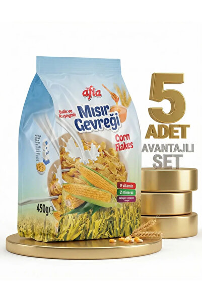 Afia Ballı Ruşeymli Mısır Gevreği 5x450 Gr