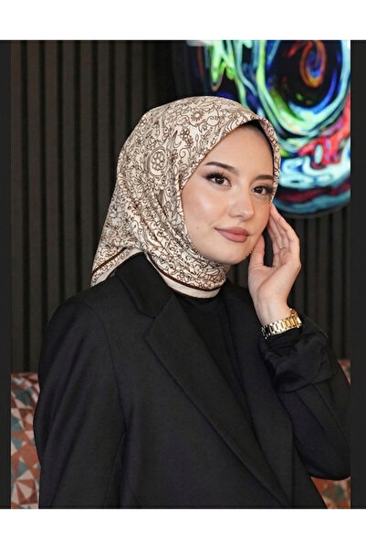 AFVENTE Φουλάρι από βαμβάκι σοκολάτας με οθωμανικό σχέδιο