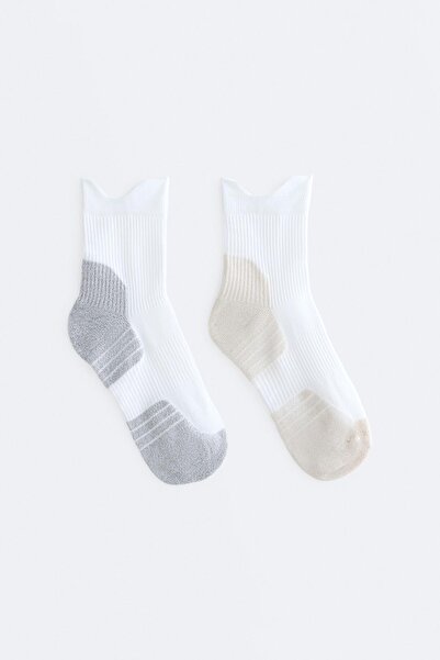 Oysho 2 çift poliamit karışımlı running quarter çorap
