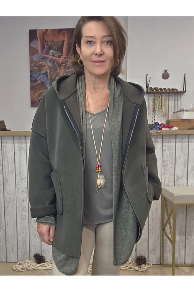 pudubutik İtalyan Süet Kaban Haki