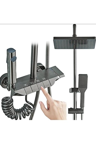 KRM طقم صنبور دش بلون رمادي معدني مع شاشة LED رقمية