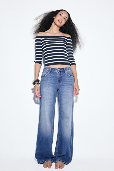 Stradivarius D91 Düşük Bel Geniş Paça Jean