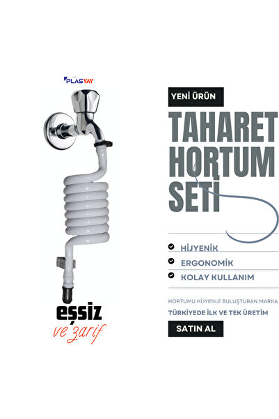 Spiral Taharet Matik Hortum Kelepçeli Ve Duvara Sabitlemeli 110 Cm