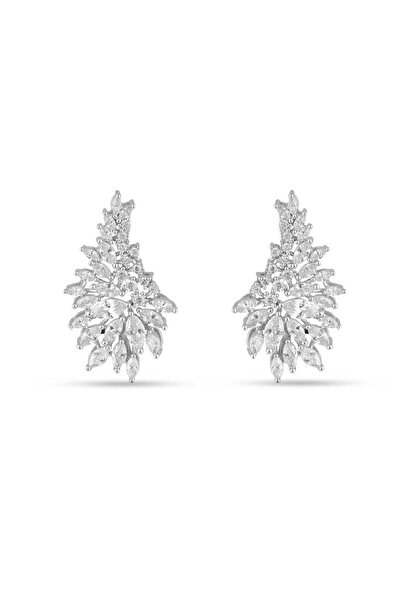 Pursehuit Cercei de culoare argintie, formă de aripă, cu pietre de zirconiu, ...
