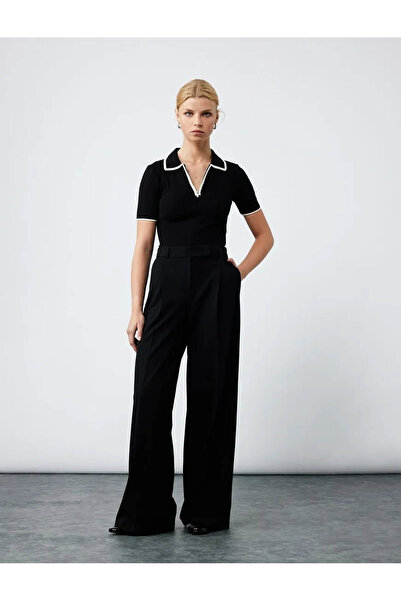 Koton talie înaltă Pantaloni Palazzo negri pentru femei 6WAK40055UW
