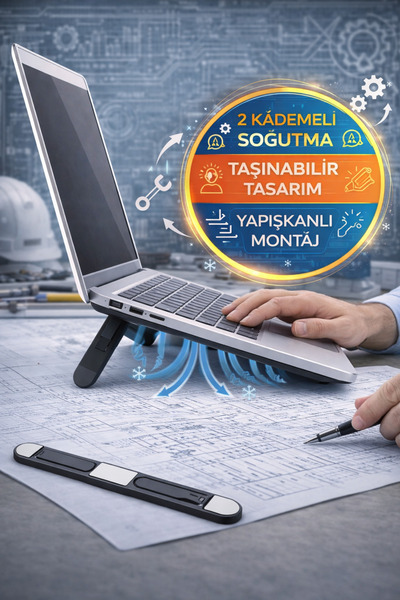 TOYFEST حامل كمبيوتر محمول لاصق قابل للطي، مبرد من طبقتين، رافع للكمبيوتر الم...