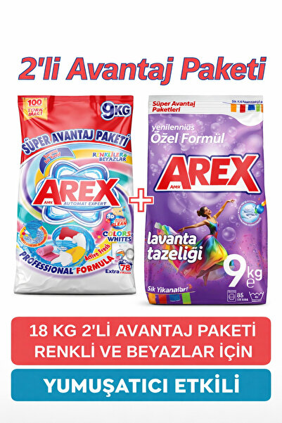 AREX TOZ DETERJAN AVANTAJ PAKETİ 9+9 18 KG RENKLİ&BEYAZ