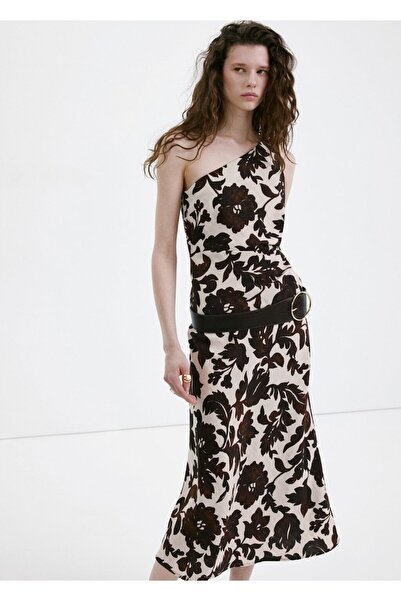 MANGO Woman Çiçek desenli asimetrik elbise