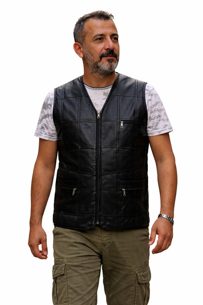 Sir Cliffson Hakiki Kuzu Derisi İç Kısmı Gerçek Kürklü Erkek Yelek