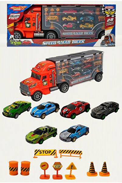 Toysan Big Carrier Tir 6 Metal Cars Traffic Set