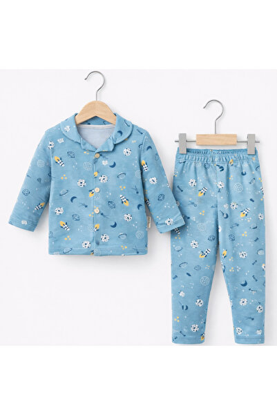 moukou 100% Cotton Combed Cotton Baby Boy Pajama Set – Long Sleeve with Front...