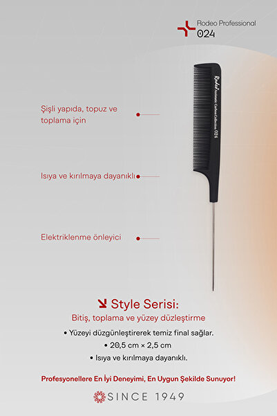 RODEO Αντιστατική χτένα άνθρακα 024