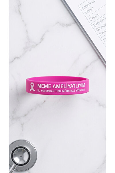 FİXFLEX Silikon Farkındalık Bilekliği - Meme Ameliyatı Sonrası Lenf Ödem Bilekliği - Uyarı Bilekliği 1 Adet