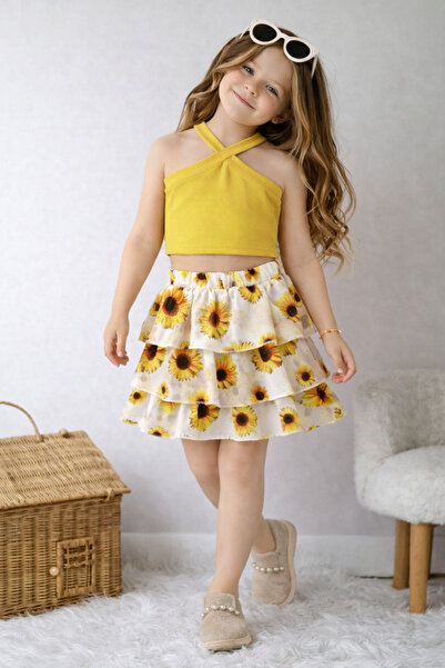 KOKOŞ BEBEK Floral Patterned Colorfull Skirt Set