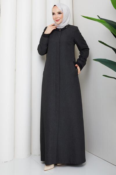 Günay Karaca Mevsimlik Anne Büyük Beden Astarlı Pardesü Gri 2611