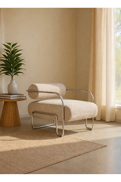 Endeco Design Metal Iskandinav Berjer Tekli Koltuk Krom Renk