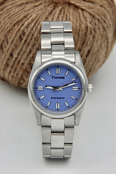 TOMRİS All-Steel, Waterproof , Silver Band, Purple Dial Women's Wristwatch