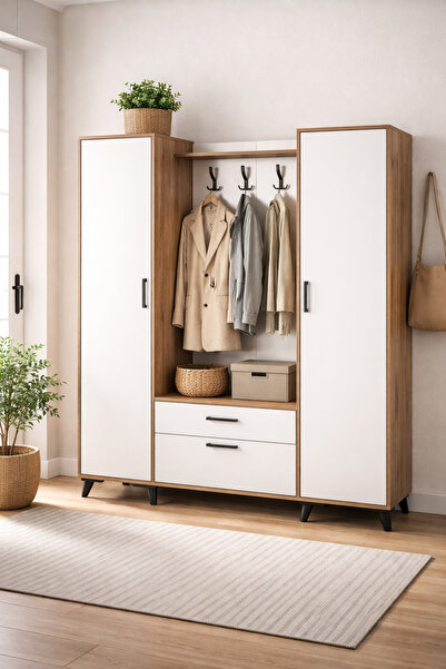 Moderniya Mobilya Lotus 2 (İKİ) Kapılı, Kapaklı, Elbise Askılığı Vestiyer, Po...