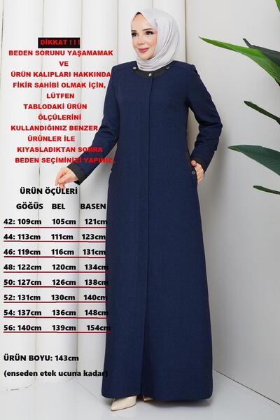 Günay Karaca Mevsimlik Anne Büyük Beden Astarlı Pardesü Lacivert 2611