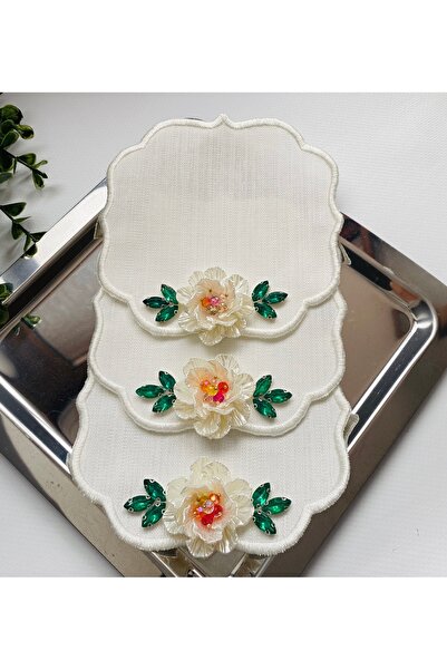 ELÇİÇEK HOME منديل تقديم، منديل كوكتيل، منديل تقديم القهوة 3 قطع