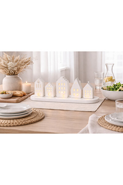 mythos Beton Evler Seti 5’li Iskandinav Evler Sunum Tepsi Stand Ile Tealight ...