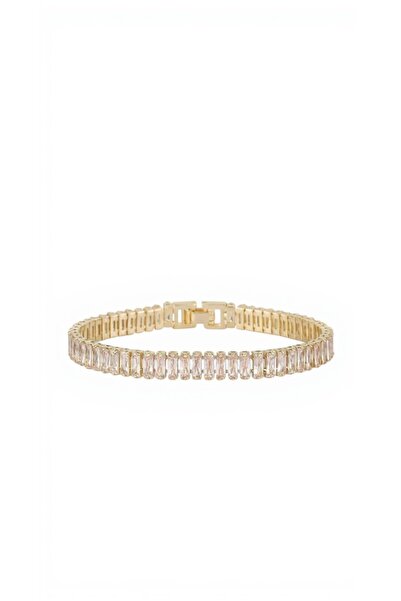 ATALYA ACCESSORY Baget Zirkon Taşlı Su Yolu Gold Renk Çelik Kadın Bileklik- K...