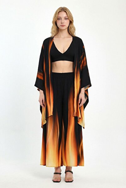 bacc Комплект із штанів з градієнтним візерунком помаранчевого кольору та кім...