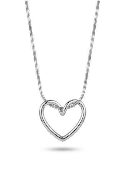 MAVEGA Kadın Kararmaz Yüksek Kalite Çelik İçi Boş Kalp Aşk Düğümü Kolye