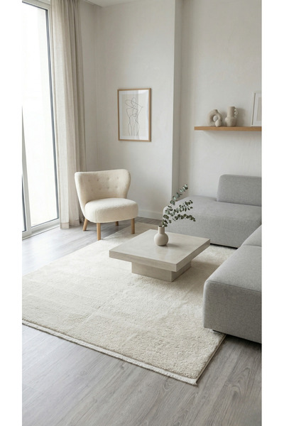 Comfy Basic Krem Yumuşak Dokulu Yatak Odası Banyo Çocuk Odası Makinede Yıkana...