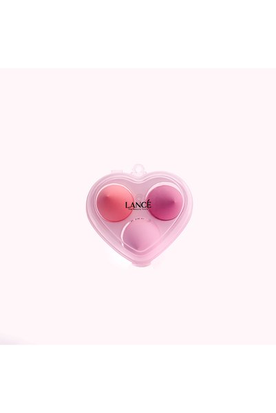 Lancé Professional Makeup Sponge Set 3-Piece Colorful with Heart Box