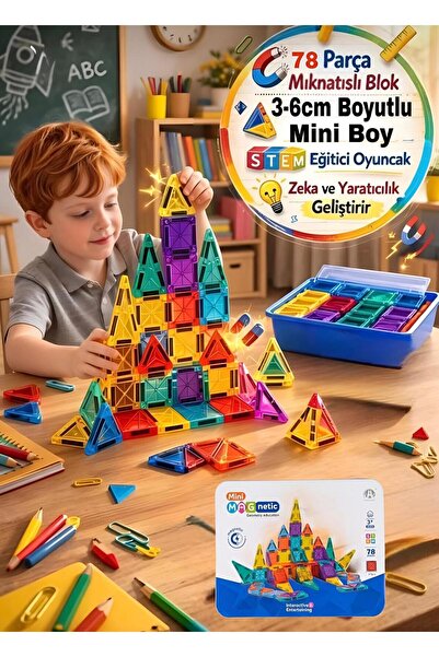Hyd Manyetik Yapı Blokları Metal Kutulu Mini Boy Mini Ölçüler 3cm-6cm Ebatınd...